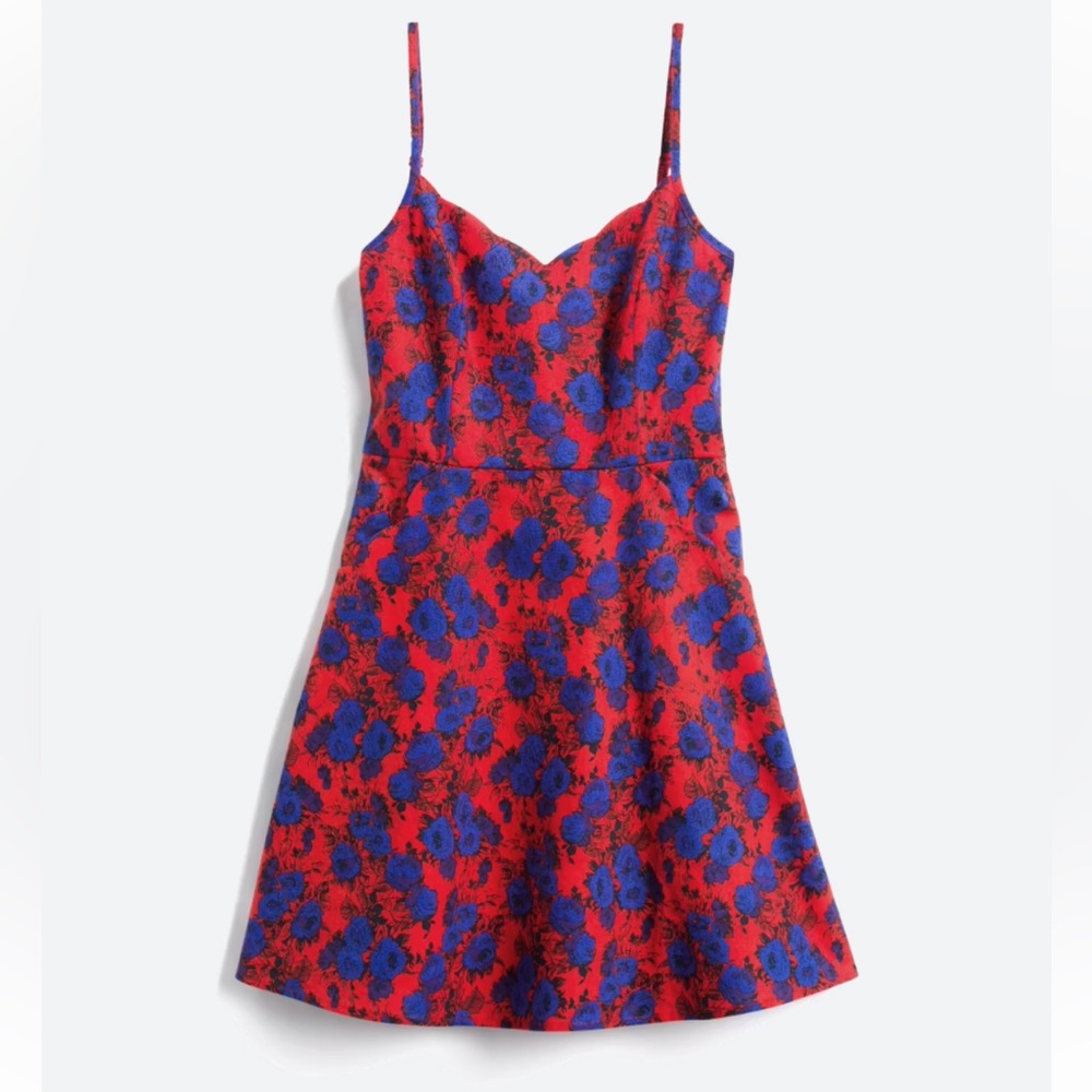 Red Floral-Print Spaghetti Strap Dress